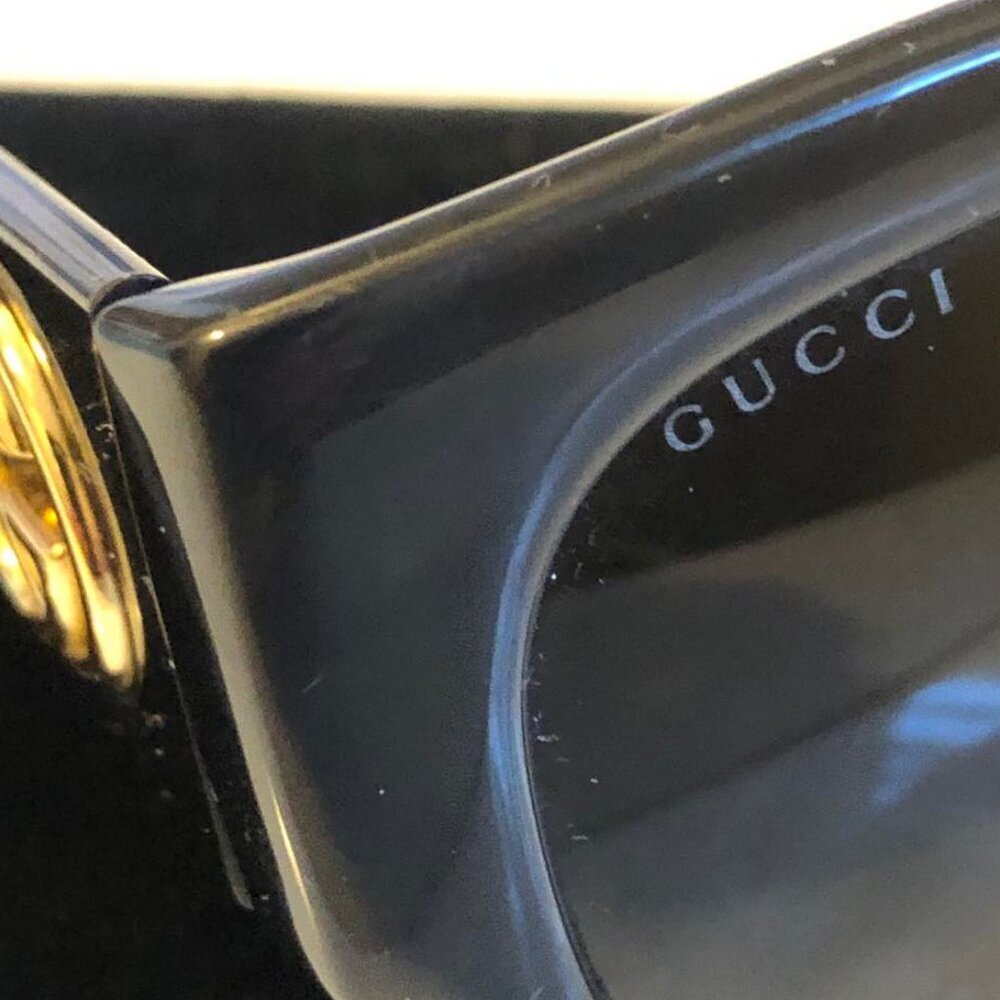 NWT GUCCI Sunglasses GG0142SA Black Square Frame Gold G Logo + Case MSRP $550 - Picture 6 of 14